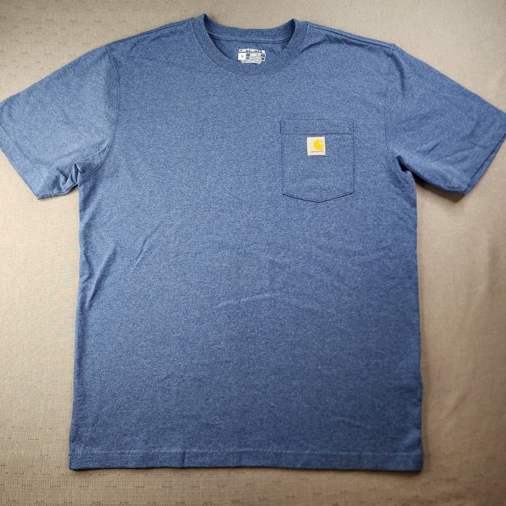 Carhartt K87 Mens Loose Fit Pocket T-Shirt Blue Heathered Workwear Tee M